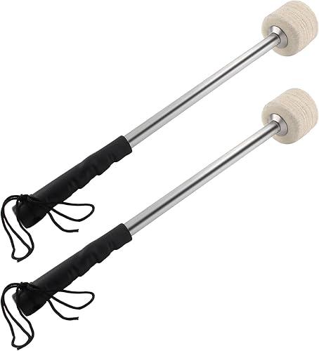 Miniatura 8 de Jiozermi 2 mazos de tambor de 12.8 pulgadas de largo, bastón de goma de espuma dura, palos de percusión de bajo antideslizantes, pieza de accesorio