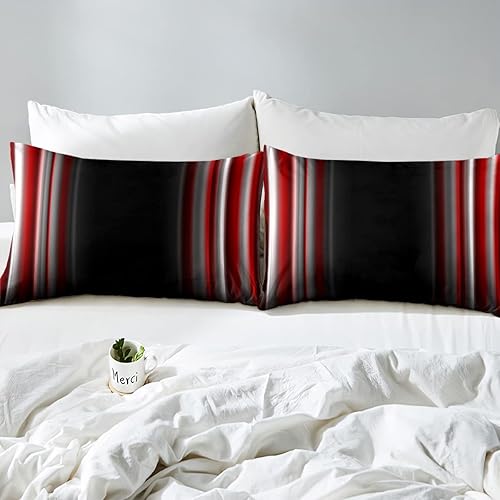 Miniatura 5 de Feelyou Juego de funda de edredón abstracta degradada para niños, adolescentes, rojo, blanco y negro, decoración de habitación, 3 piezas, tamaño