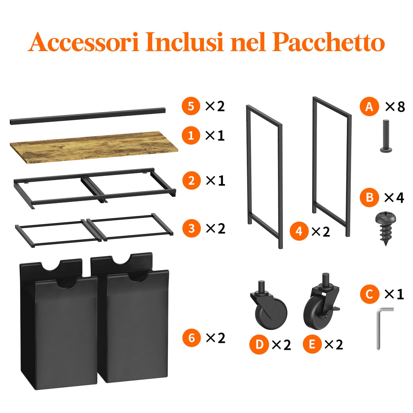 Lifewit Cesto Portabiancheria con Ruote, Mobile Biancheria Sporca con Sacco Porta Biancheria in Tessuto Oxford e Ripiano in Metallo per Lavanderia, Camere da Letto, Bagno, 2 Scomparti, 95 L, Nero