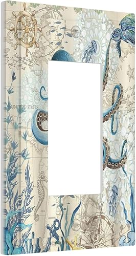 Miniatura 14 de Cubierta de interruptor de luz basculante de palanca de 2 bandas con textura de tablón rústico, diseño floral de mariposa y margarita