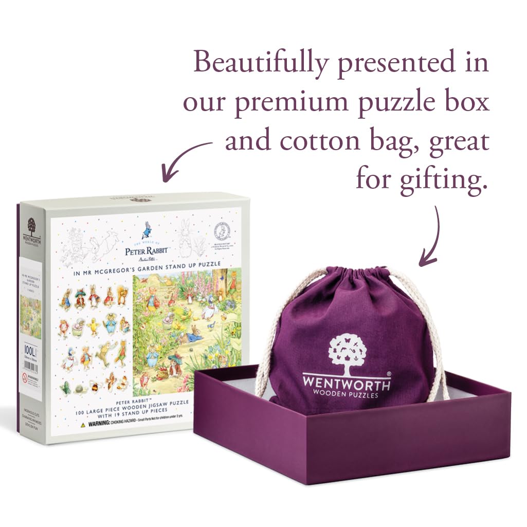 Wentworth Wooden Puzzles In Mr McGregor's Garden – Puzzle 100 pièces pour adulte, 19 pièces, design exclusif Wentworth – Bois provenant de sources durables et fabriqué au Royaume-Uni