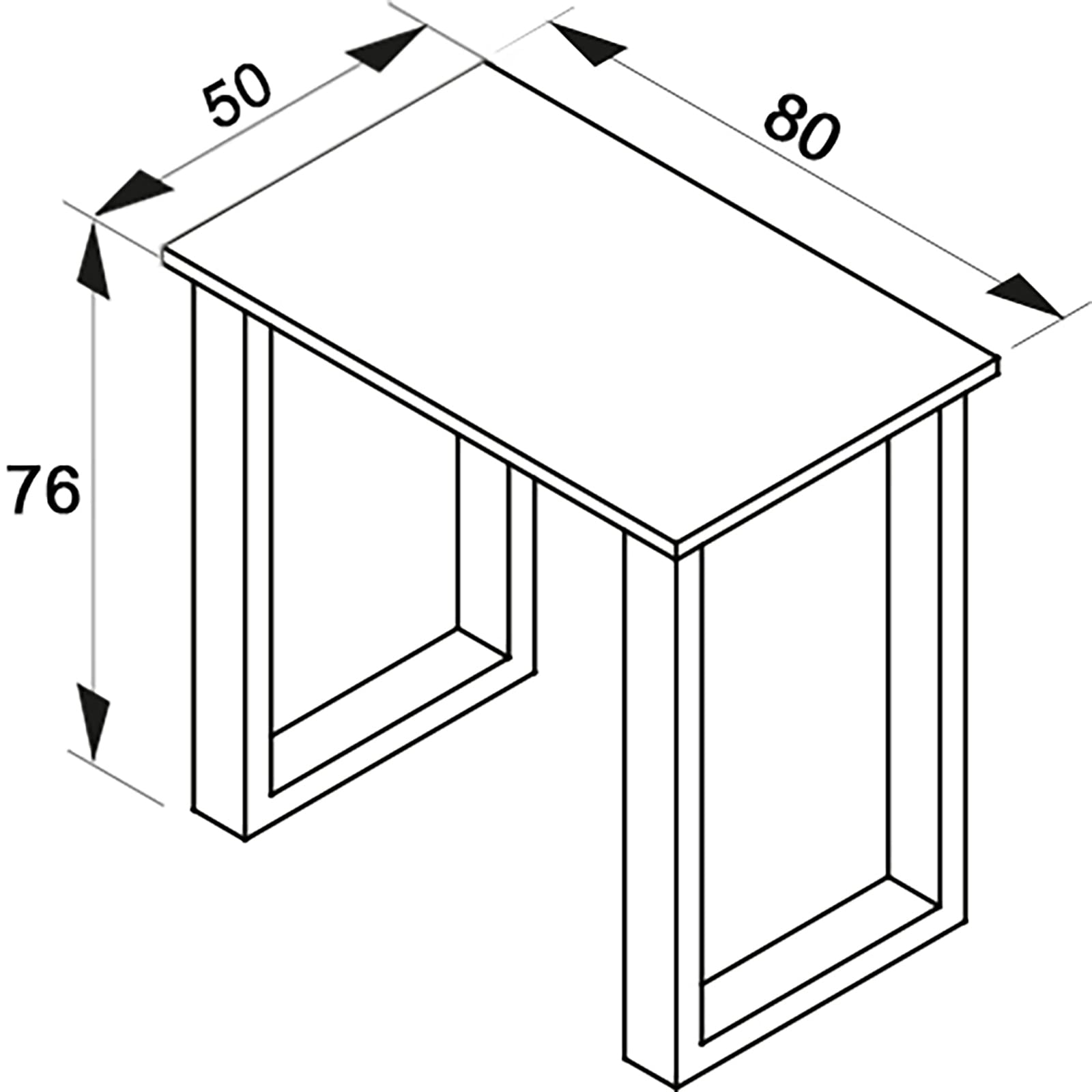 VCM Holz Schreibtisch | Computertisch Schlicht | Arbeitstisch | Büromöbel - Lona U Alu Silber Sonoma-Eiche 80x50