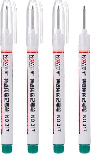 PATIKIL Rotuladores de punta profunda, paquete de 4 rotuladores de punta larga para carpintería para construcción, carpintería, color blanco