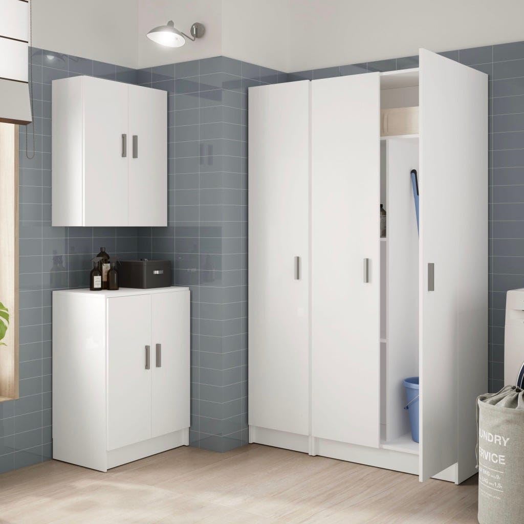 Trentiner Armadio multiuso H: 180 cm L: 37 cm bianco con un'anta, ripiani regolabili e apertura reversibile | Creta
