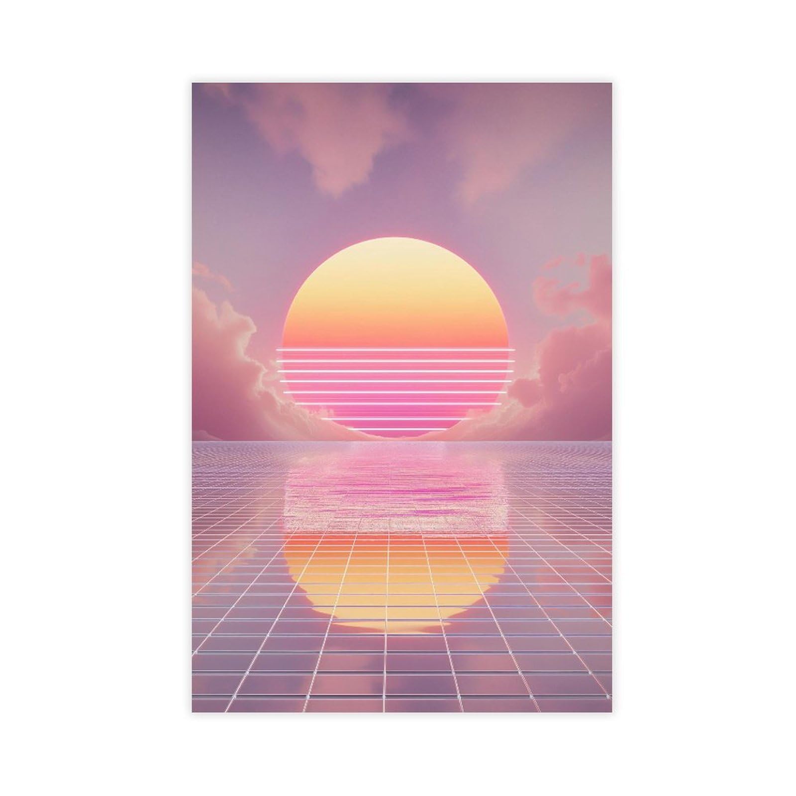 YWTJAX Synthwave Sunset Poster Canvas Poster for Dorm Room Decor Gift