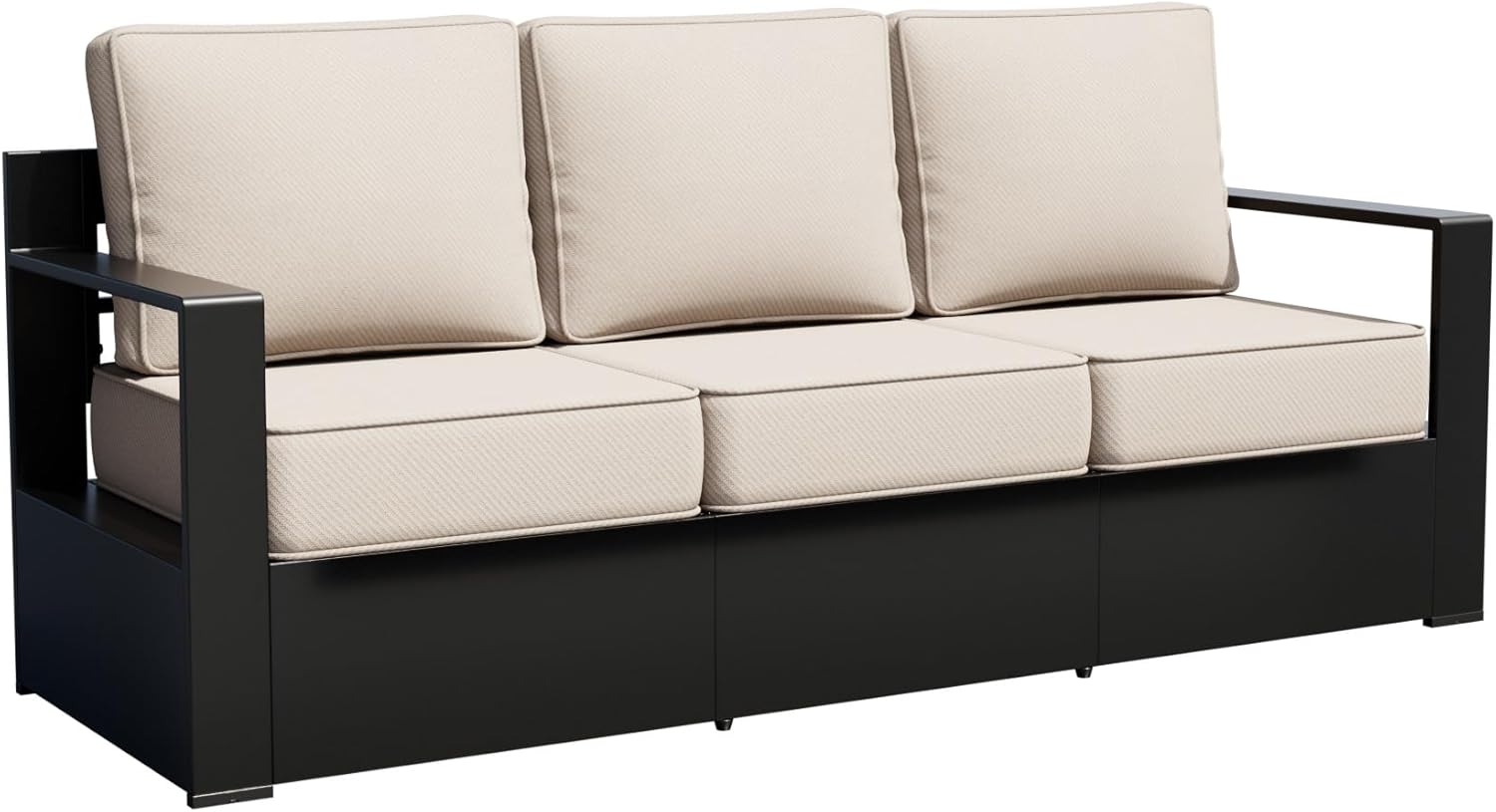 Outdoor Patio Furniture Aluminum Patio Sofa, All-Weather Metal Outdoor Couch with 6 Inch Thick Cushions for Garden, Outside and Porch (Beige, 1 PCS/Sofa)