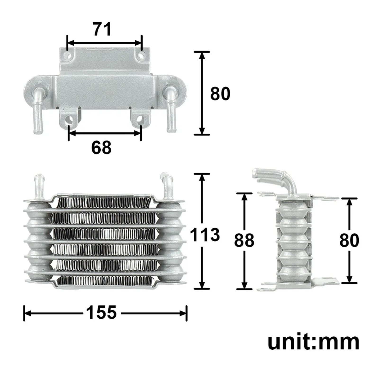 Radiatore Rafredamento Motore Radiatore universale in alluminio da 8 mm per auto da corsa, motociclette, motori piccoli, diesel e benzina