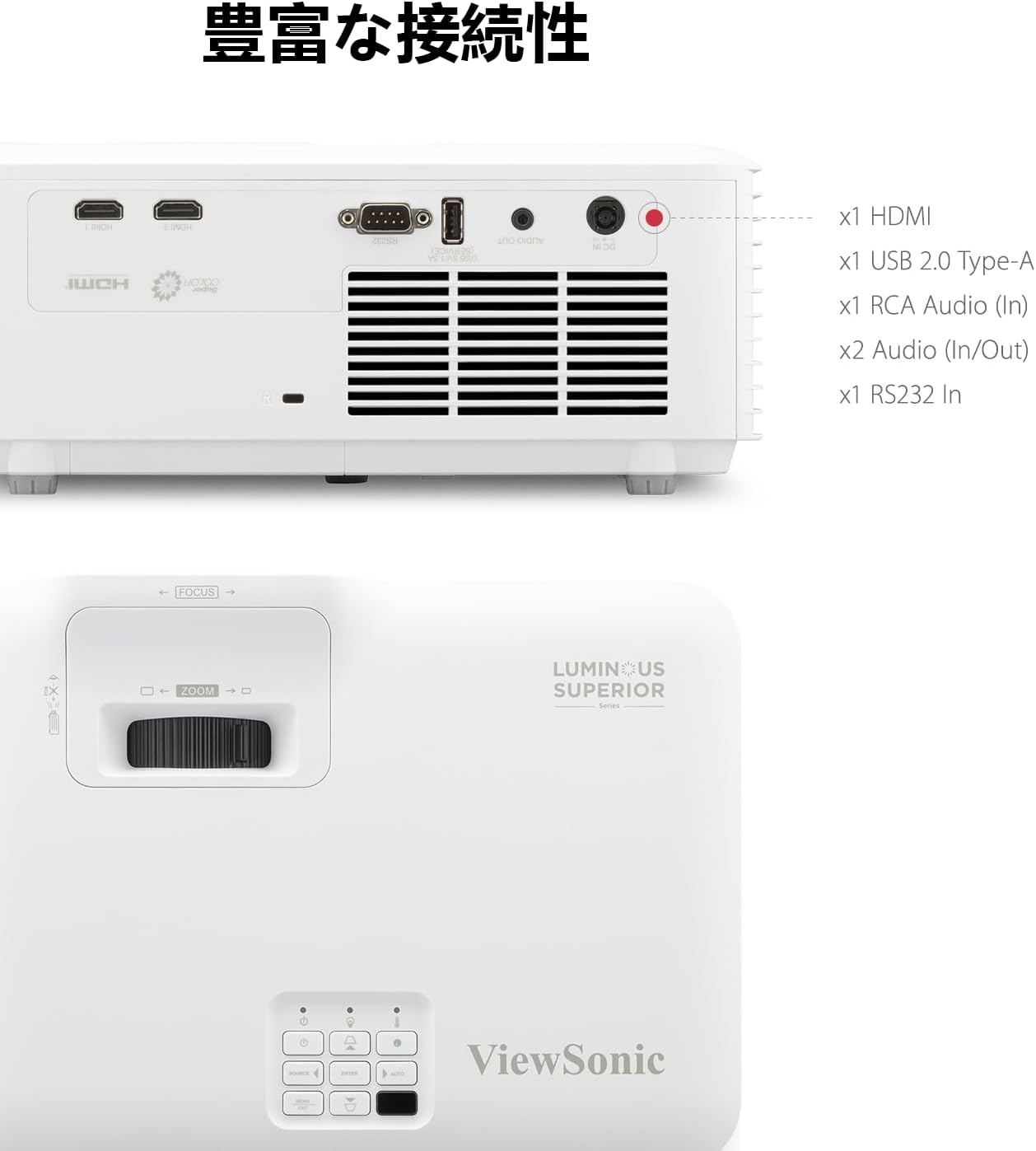 ViewSonic LS740HD Full HD 1080p Business Laser Projector [High Brightness 5000ANSI Lumens, 300" Large Screen, 1.3x Optical Zoom, Keystone Correction, 4 Corner Adjustment, 15W Speaker, 3D Built-In /