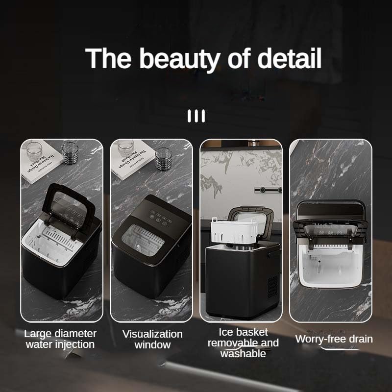 Automatic Ice Maker, 6-Minute Rapid Intelligent Fully Automatic Bullet Ice Block Making Machine, Suitable for Dormitories, Offices and Outdoor Activities