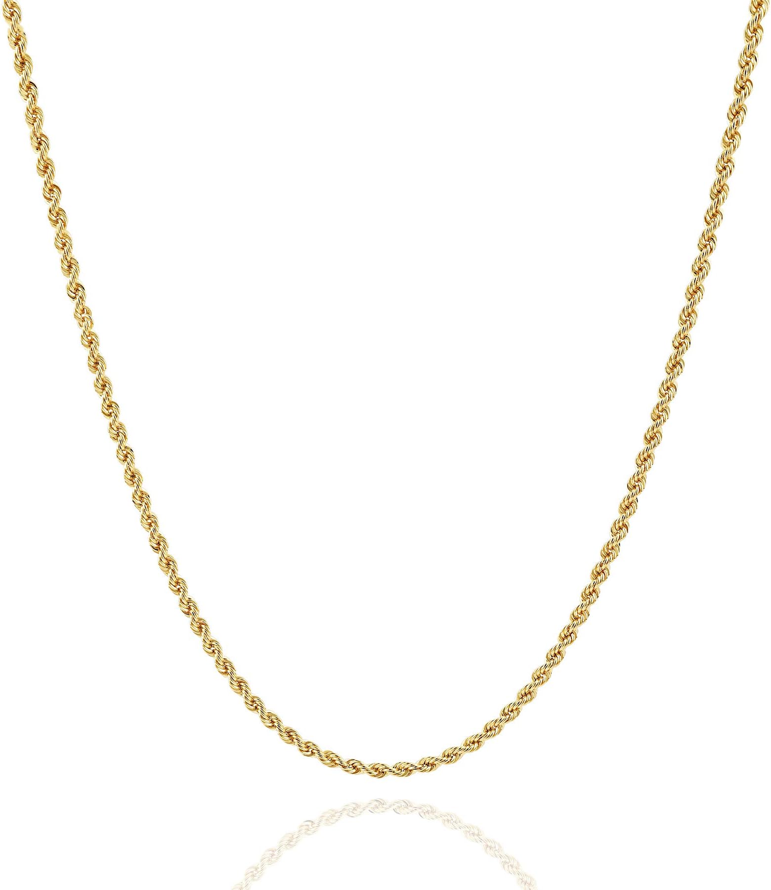 Gold Chain Necklace Collection - 14K Solid Yellow Gold Filled Rope Chain Necklaces for Women and Men with Different Sizes (2.1mm, 2.7mm, or 3.8mm)