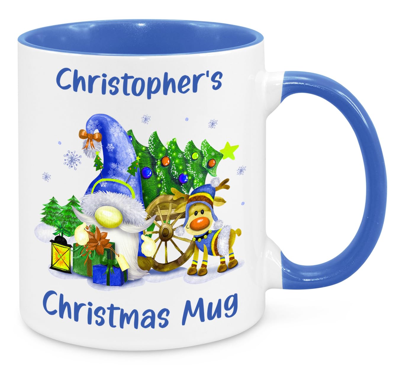 Personalised Christmas Gnome Mug - Blue, Custom Christmas Funny Gift Present Novelty Gift for Mum Dad Friend Sister Brother Grandparents Gift for Him Her Secret Santa Office Quotes Coffee Mug (2)