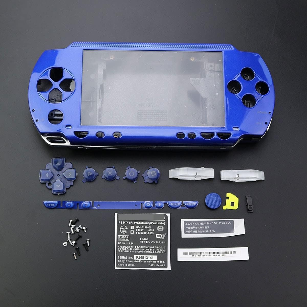 NEW Replacement PSP 1000 Console Full Housing Shell Cover With Button Screw Set -Blue