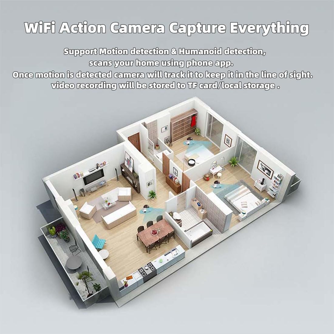 Patrol Buddy Caméra robot d'intérieur double objectif 1080p surveillance rotation 360° vision nocturne détection