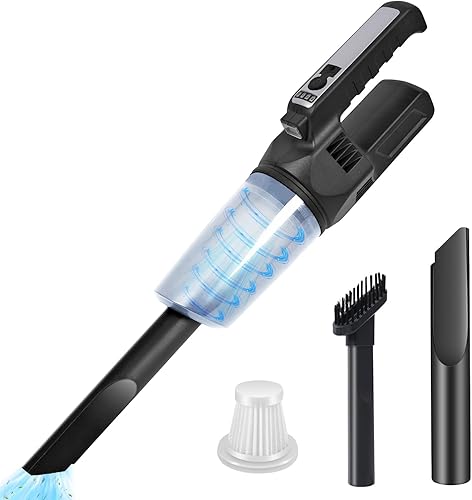 Aspiradora de mano inalámbrica para automóvil con luz LED, succión de alta potencia, aspiradora de mano recargable portátil y ligera para automóvil,