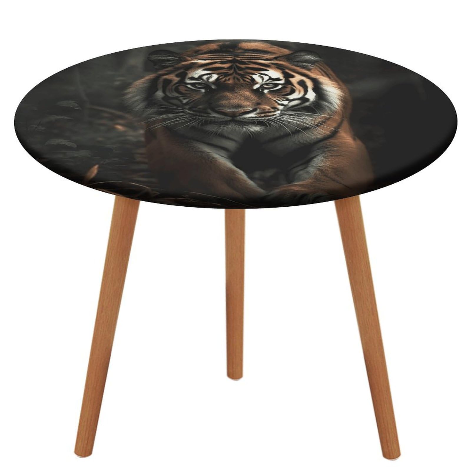 Nappe ronde élastique tigre imperméable et nappe de pique-nique ajustée lavable pour table de jardin