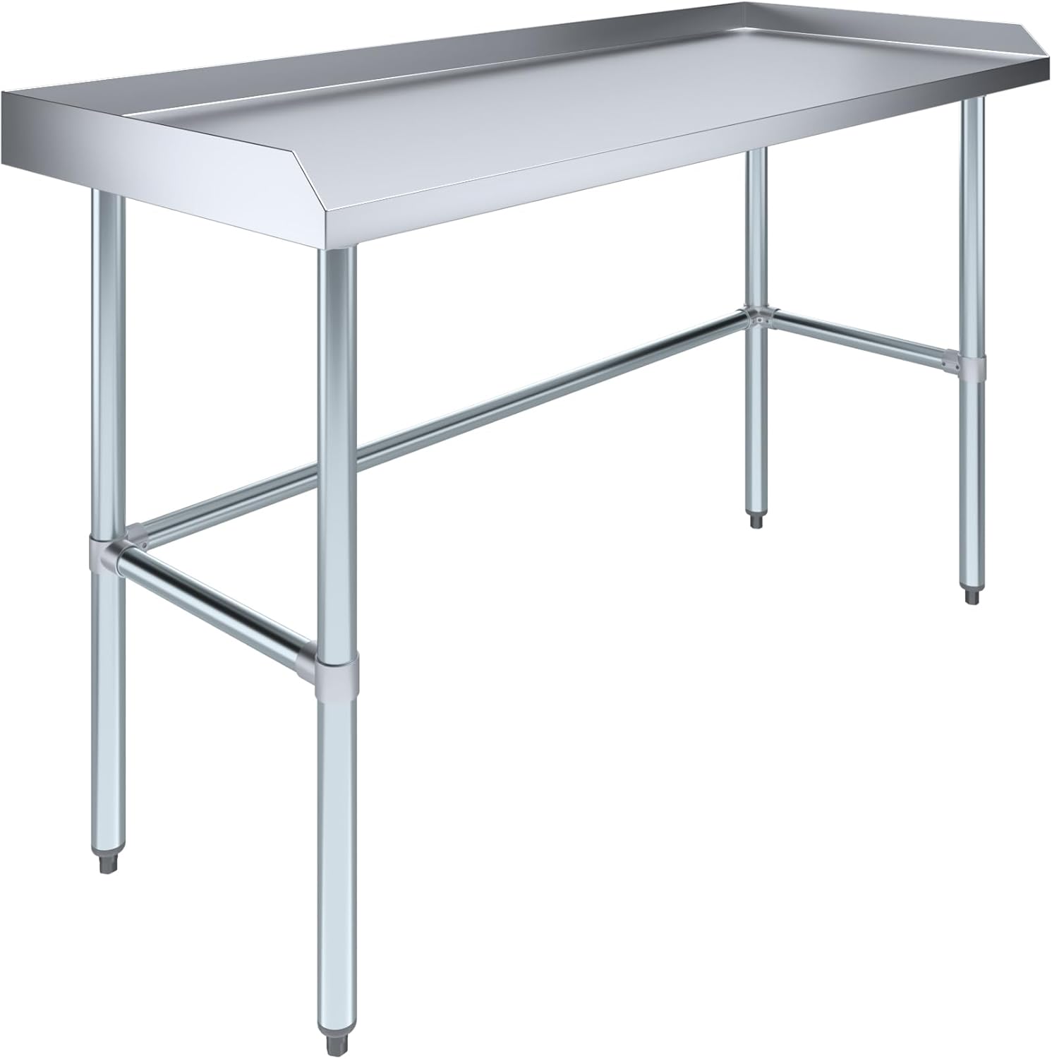 AmGood Commercial Work Table Open Base with Backsplash and Side Splashes | Stainless Steel Prep Table for Kitchen, Restaurant, Garage, Laundry | NSF (24" Width x 12" Length)