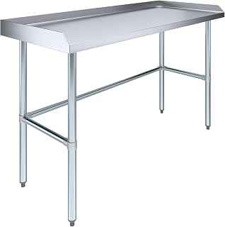 AmGood Commercial Work Table Open Base with Backsplash and Side Splashes | Stainless Steel Prep Table for Kitchen, Restaurant, Garage, Laundry | NSF (24" Width x 60" Length)