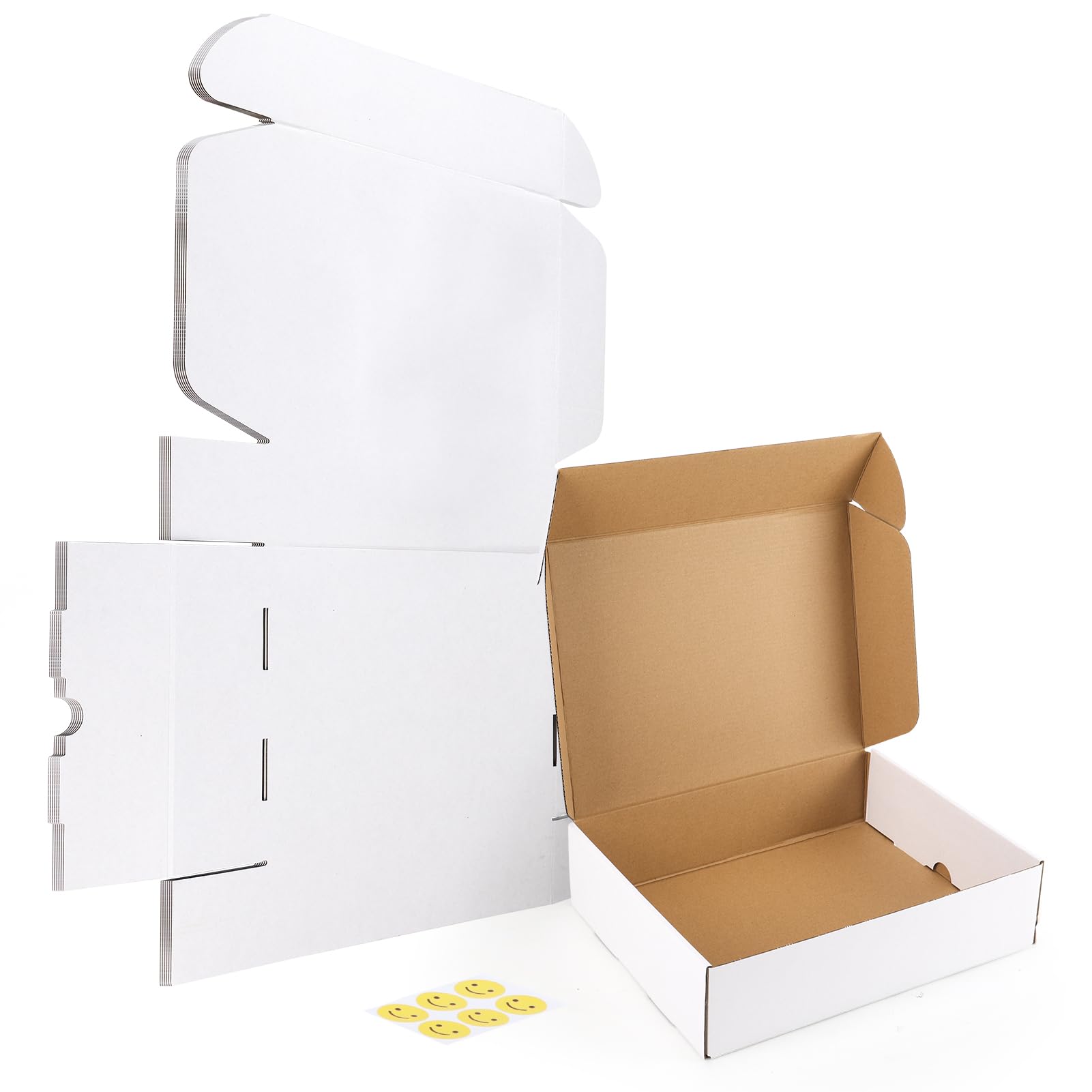 HORLIMER 12x9x3 inches Shipping Boxes Set of 6, White Corrugated Cardboard Mailer Box for Packing, Mailing, Small Business