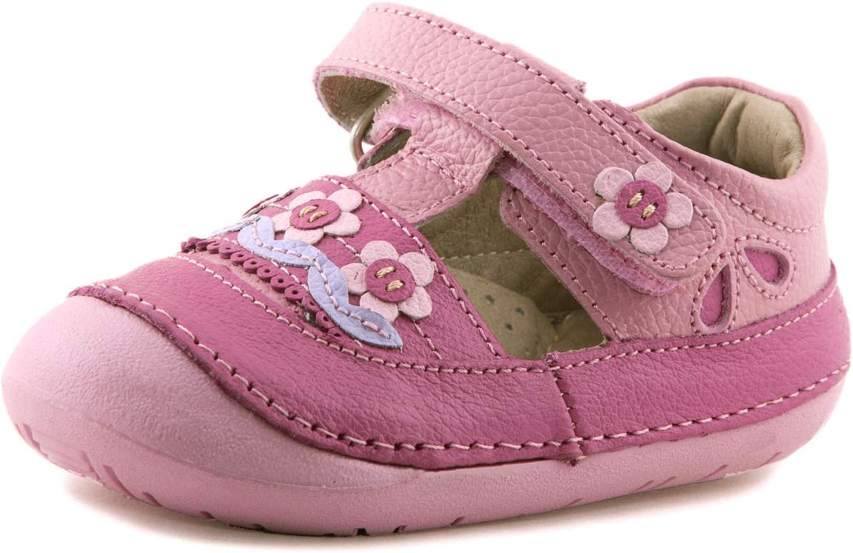 Natura Bud Leather Sandals Shoes First Walkers with Arch Support, Pink, 4 M US Toddler