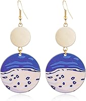 Handmade Boho Polymer Clay Flower Dangle Earrings - Lightweight Vintage Bohemian Drop Earrings for Women & Girls