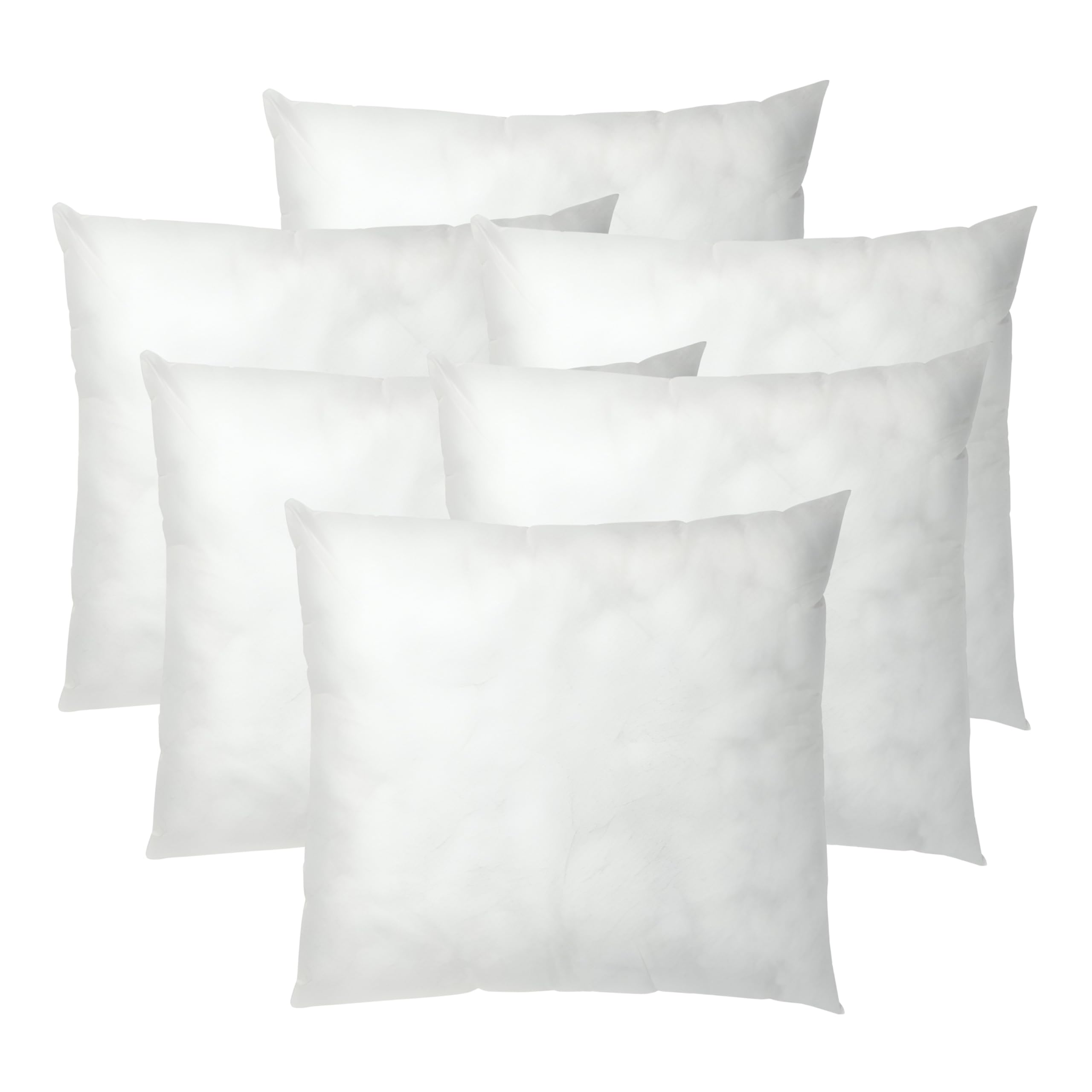 Multiflux White Set Of 6-45Cm X 45Cm Hollowfibre Cushion Pad Inner Square Throw Pillow Insert Hypoallergenic (Pack Of 6 | 18" X 18")