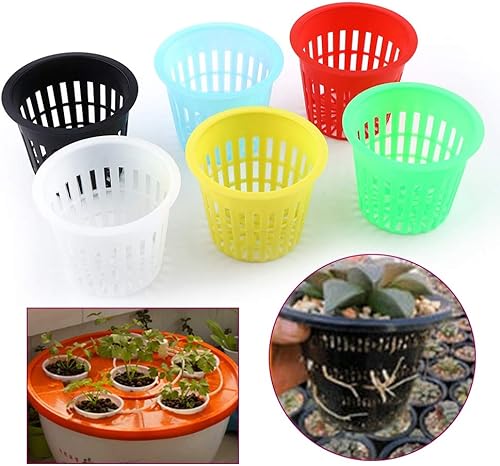 Miniatura 7 de Maceta de orquídea, paquete de 10 macetas de red de 3 pulgadas con agujeros y platillos, maceta de red, macetas de plástico para orquídeas, maceta