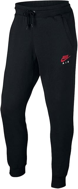 Nike Air Mens Skinny Fit Jog Pant NSW Pant Fleece Tracksuit Bottoms Cuffed Joggers New 809060 (Black/White Logo, XL)