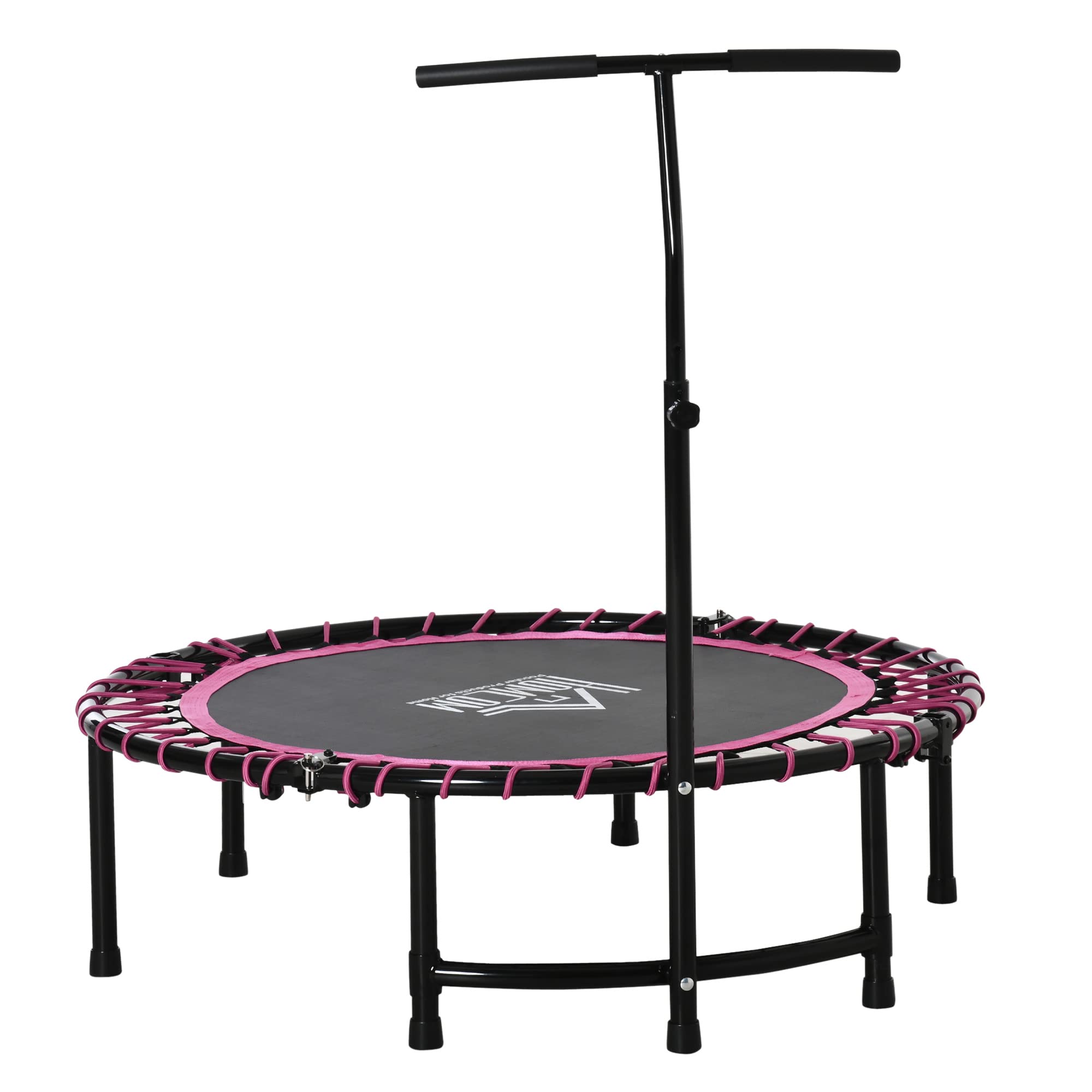 HOMCOM 45" Fitness Trampoline with Adjustable Handle, Folding Rebounder Trampoline Mini Jumper for Indoor Exercise Workout, Support Up to 150kg