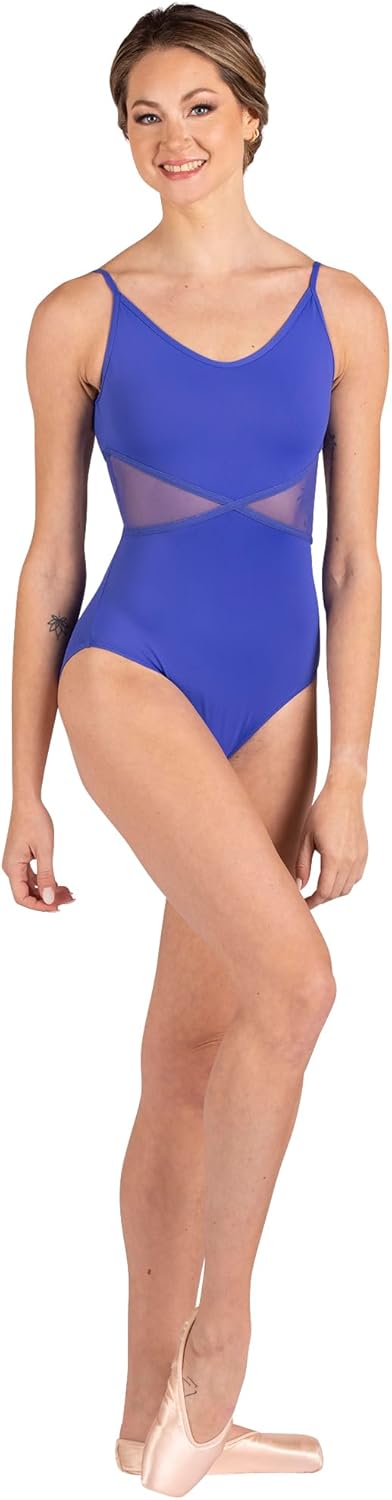 Danz N Motion Womens Camisole Mesh-Waist Leotard Style 21100A