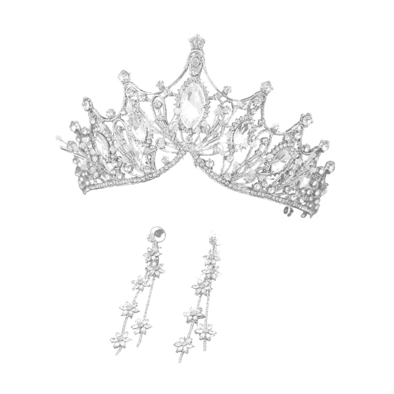 Beaupretty Pendientes De Diamantes De Imitación Traje De Diamantes De Imitación Tocado De Diamantes De Imitación Pendientes Para Boda Tocado De Novia De Boda Peluca De Corona