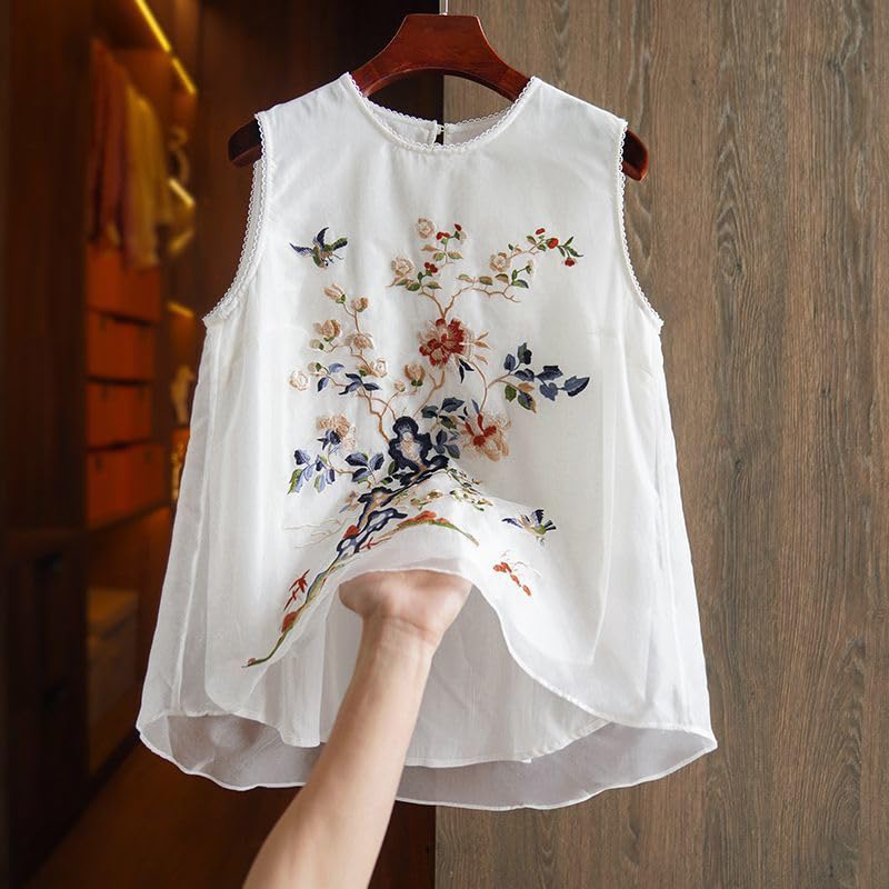 Chaleco de verano para mujer elegante en organza con bordado oriental premium 6