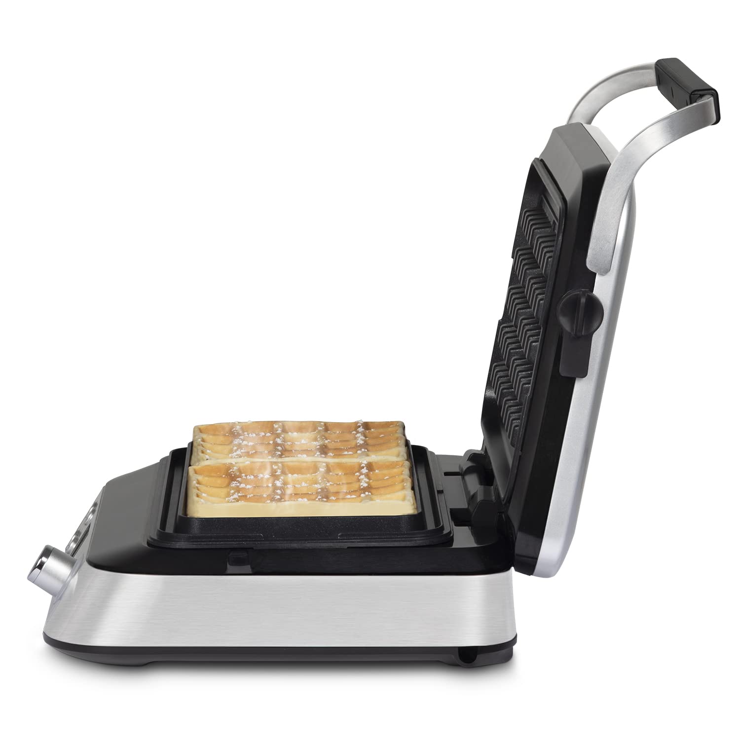 H.Koenig Waffle Maker GFX800, Waffle Maker 12x12,5 cm, rivestimento antiaderente, 5 programmi, vaschetta raccogli gocce, schermo LCD, 7 livelli di doratura, 1600 W