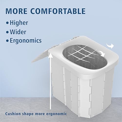 Miniatura 3 de Inodoro portátil para acampar para adultos, inodoro plegable portátil Hapoon XL con tapa, inodoro portátil de viaje para adultos, inodoro Porta para