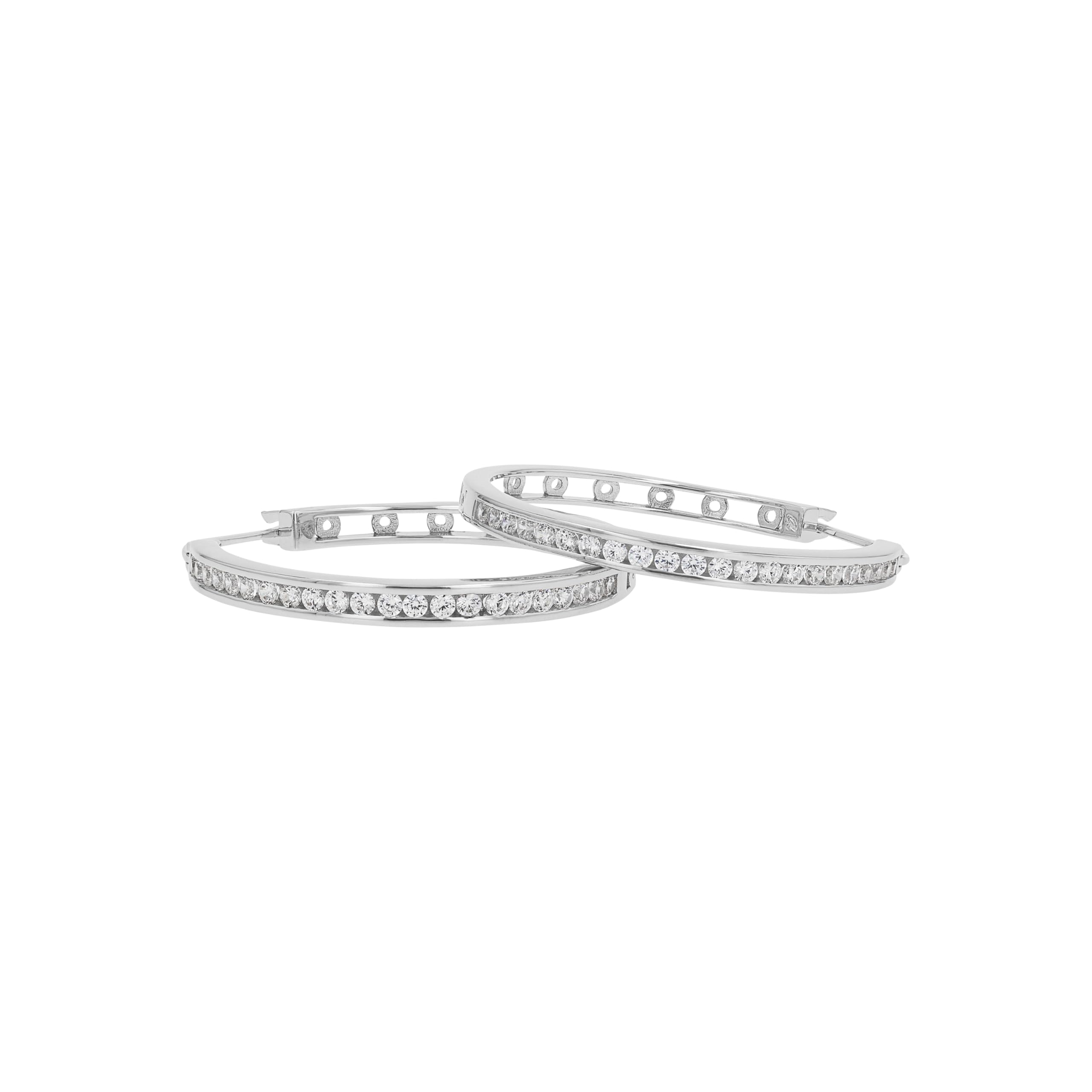 Tom Tailor Creolen für Damen, Sterling Silber 925, mit Zirkonia, 33 mm, silber, Geschenkidee, Ohrschmuck, Damenschmuck, 2100573