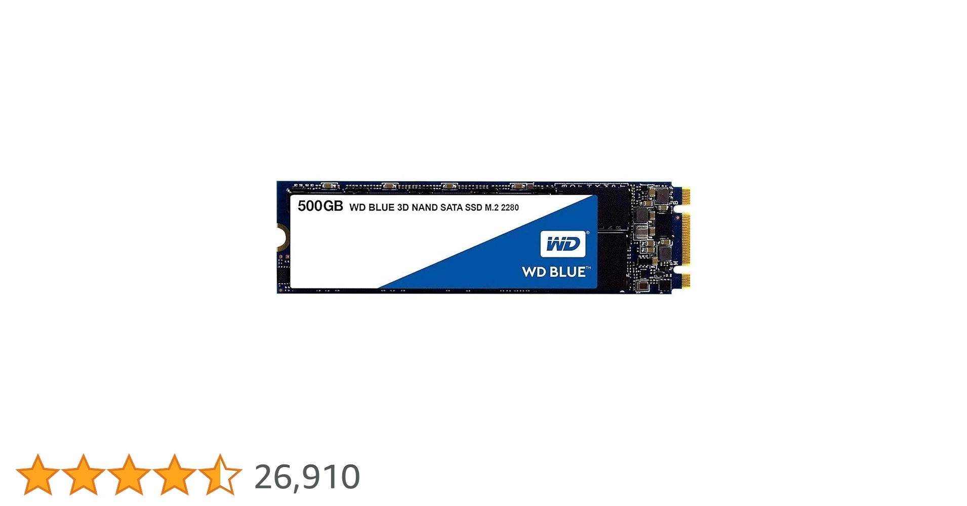 Western Digital WDS500G2B0B WD Blue 3D NAND Internal SSD M.2 SATA, 500 GB - Black