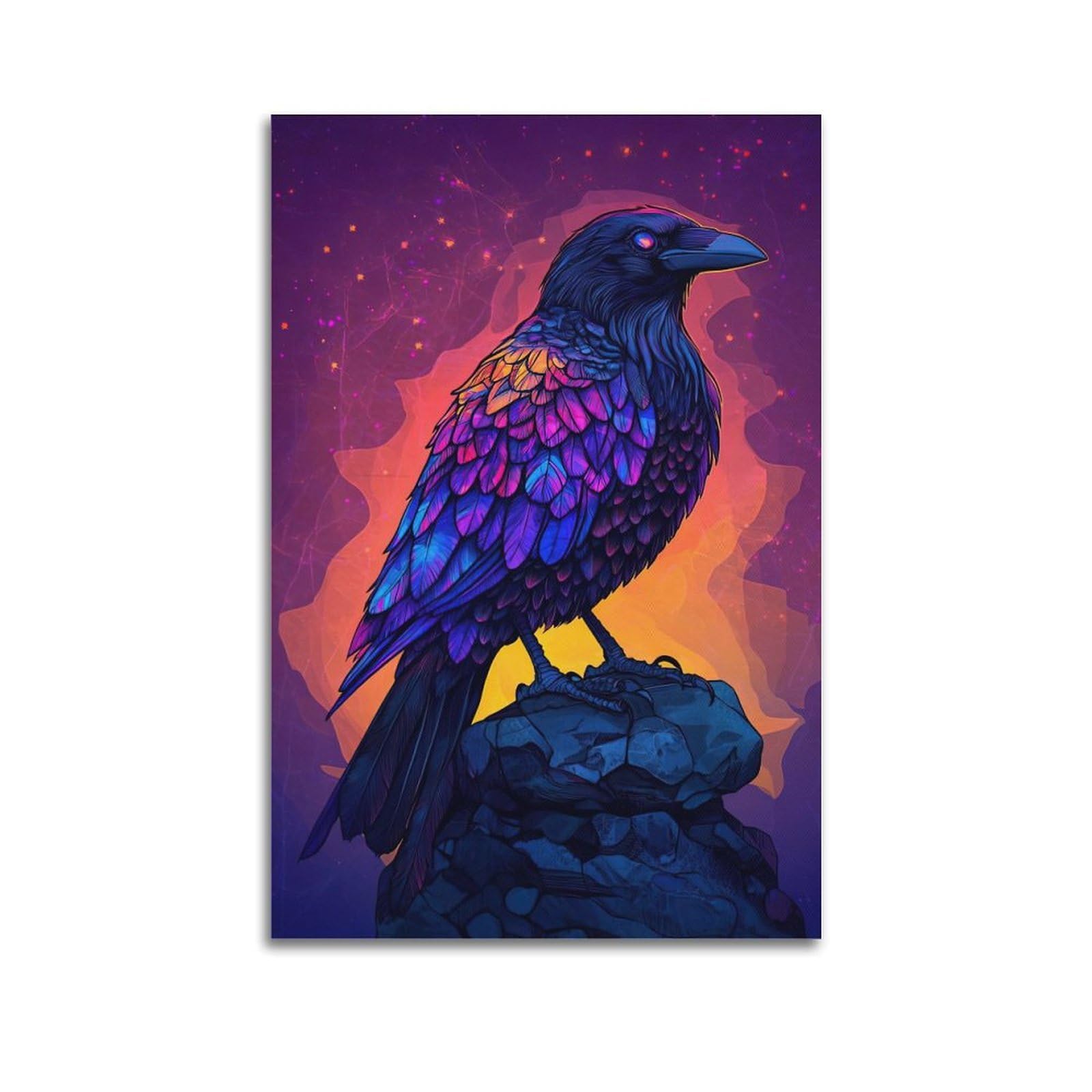ZSZWHJ Animal Poster Looking Away from The Raven Poster Decorative Painting Canvas Wall Posters And Art Picture Print Modern Family Bedroom Decor Posters 20x30inch(50x75cm)