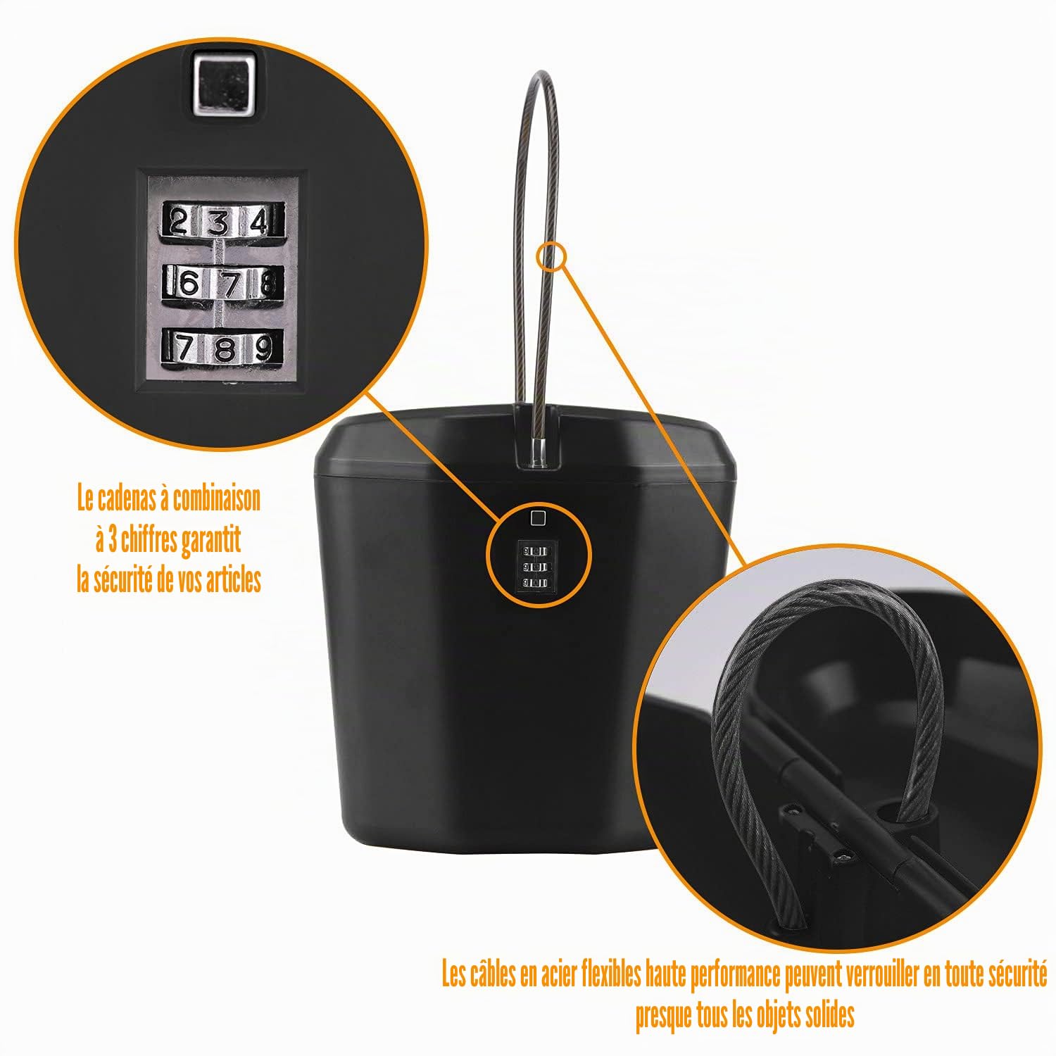 Mini Cipher Box portable pour intérieur/extérieur - Sécurisez vos affaires pendant les voyages (noir)