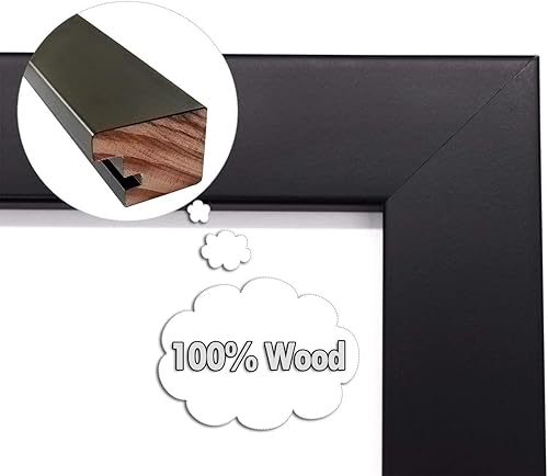 Miniatura 5 de Golden State Art, Portarretratos negro de 11 x 14 pulgadas, hecho de madera de pino maciza y vidrio acrílico, para fotos de 8 x 10 pulgadas con