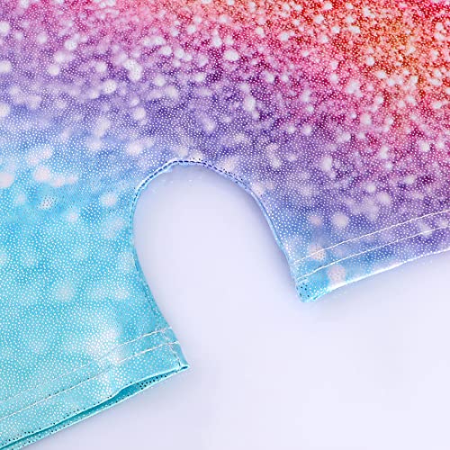 Leotards for Girls Gymnastics Toddler Dance Biketards Mermaid Unicorn Athletic Dance Wear Shiny Rainbow Blue Hotpink