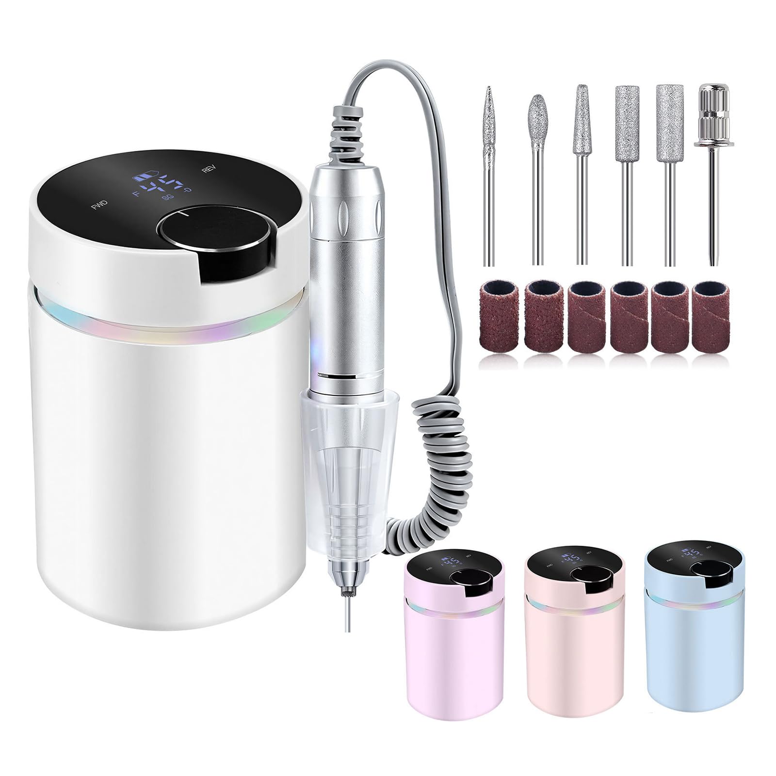 Pulidor de uñas eléctrico inalámbrico con potente motor de 45000 rpm, batería de larga duración para el cuidado de las uñas