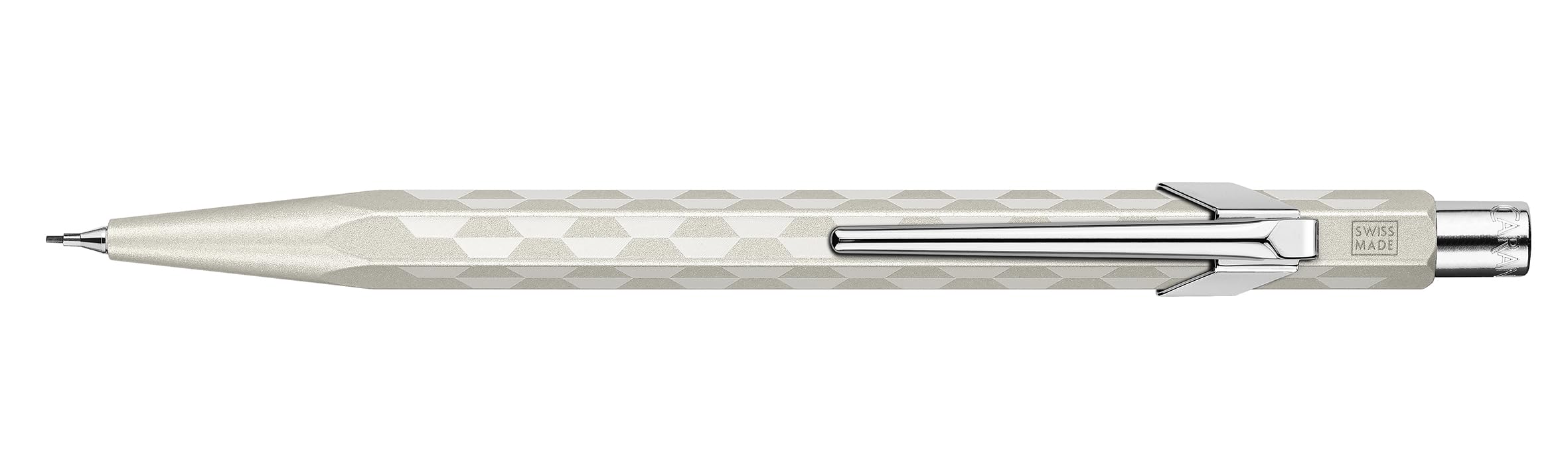Caran d’Ache Minenhalter 849™ Alpine Frost Weiß – Sechskant-Aluminium, HB-Graphitmine 0,5 mm, Radiergummi & Minenreservoir, Premium-Geschenkbox, Swiss Made