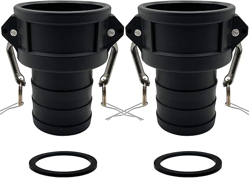2 piezas de accesorios Camlock de plástico de polietileno C-200 de 2 pulgadas, tipo C, acoplamientos estándar de bloqueo de leva, accesorios de