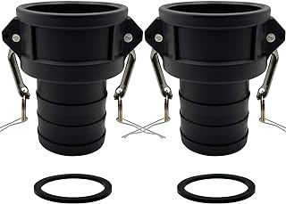 BITOTU 2PCS Camlock Fittings Poly Plastic C-200 2" Type C Standard Couplings Cam lock Fittings Polypropylene Cam Groove Fitting Female Camlock with a Hose Shank (2 inch, Type C)