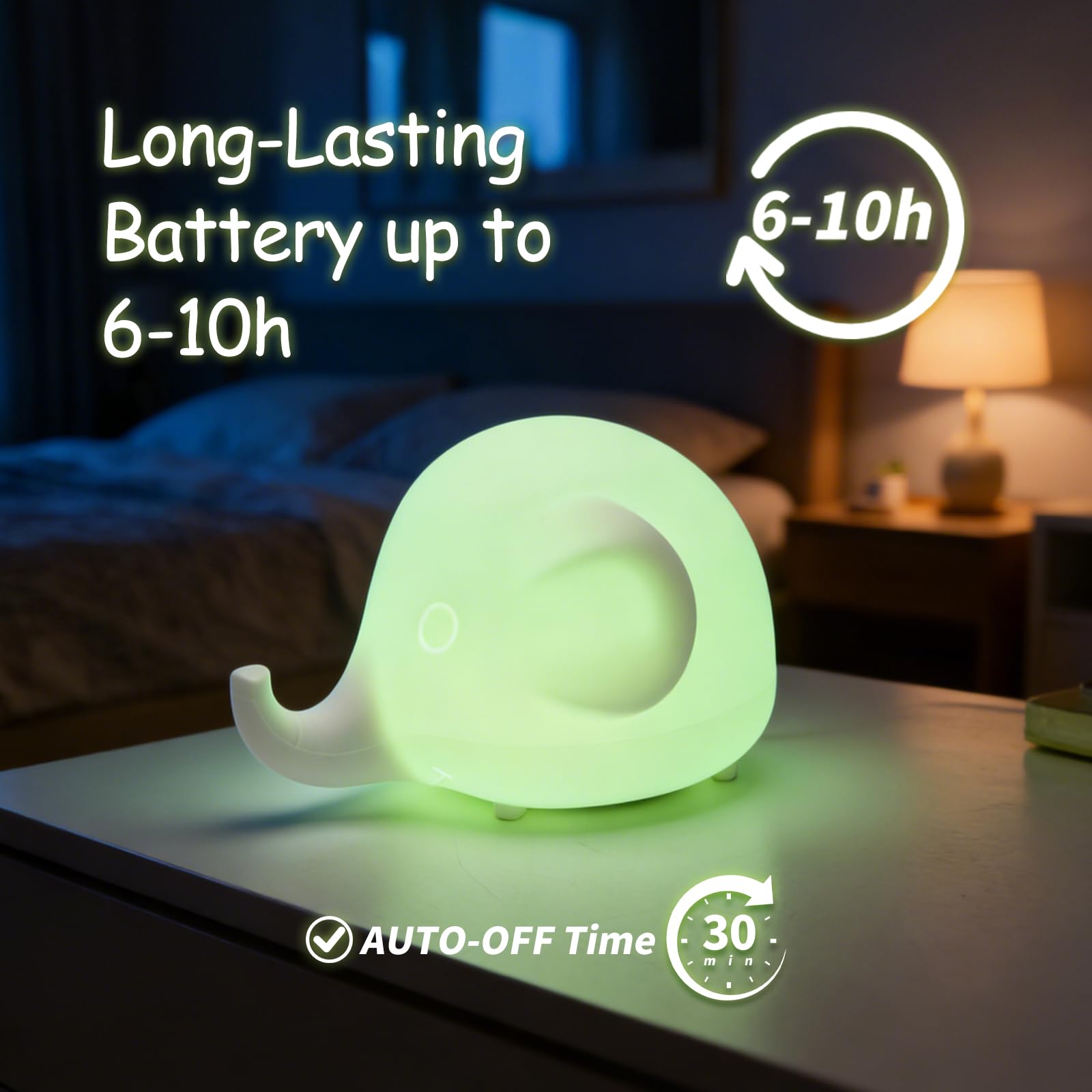 Little Rawr Luce notturna per bambini, luce notturna per bambini, 5 colori che cambiano e oscurano continuamente, lampada notturna in morbido silicone al tatto, ricaricabile per la notte della scuola
