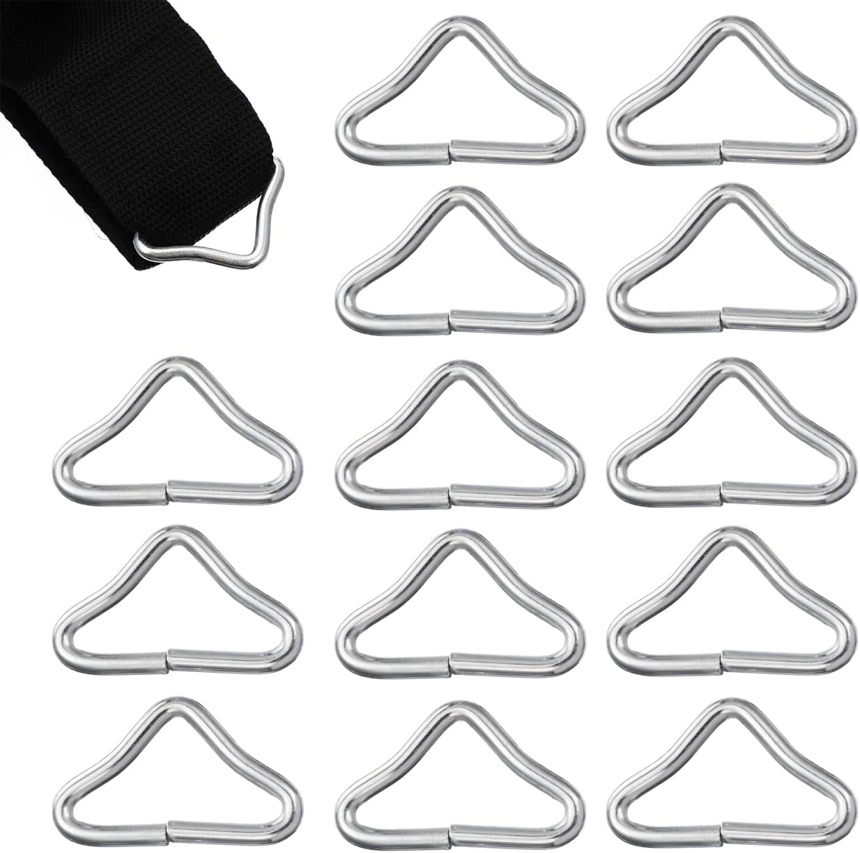 YARNOW 20pcs Iron Triangle Ring Buckle for Trampoline Replacement Outdoor Jumping Bed Parts Mesh Cloth Buckle