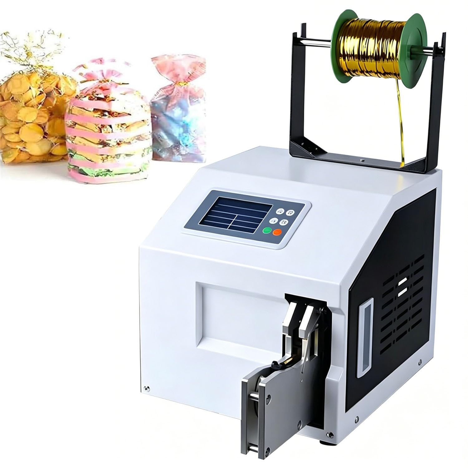 COAKUE Bag Closure Bundling Equipment, Candy Bread Toy Twist Tying Machine, Semi Automatic Cable Tie, 400W, Sensor Binding, 60-75 Bundles Per Minute, for Home & Industrial Use A