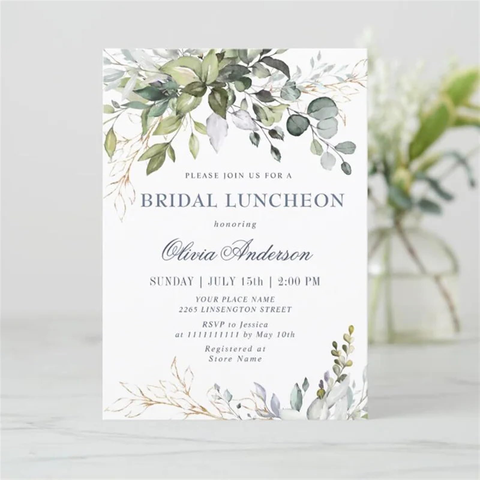 Hochzeitseinladungen Karte Personalisierte Hochzeitseinladungskarten aus Papier. Passen Sie die Einladung zur Brautparty an. Aquarell-Hochzeitseinladungen(Design 1,100pcs)