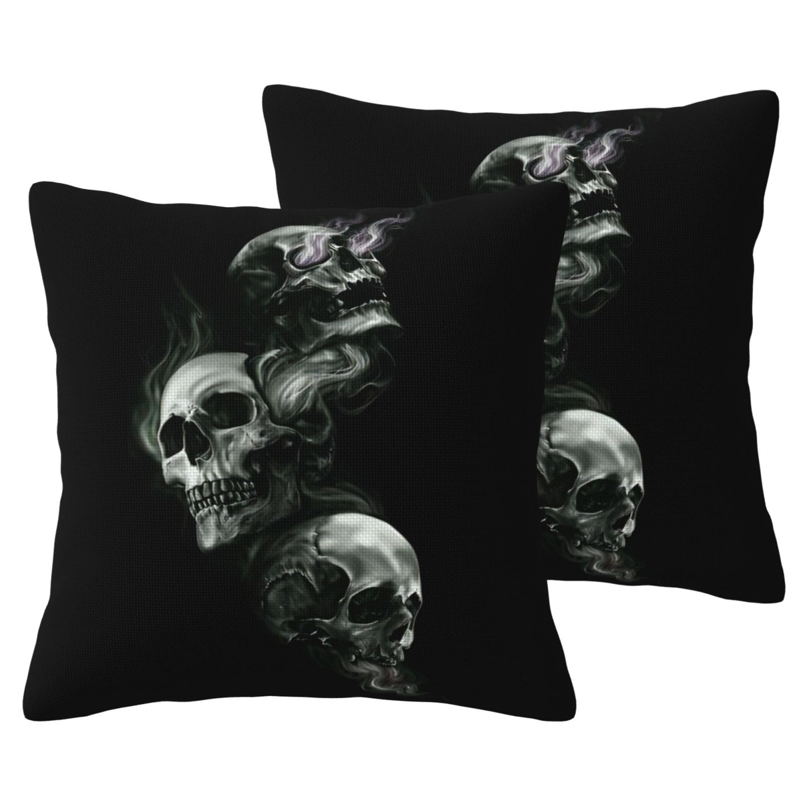 Housses de coussin motif tête de mort pour un salon style rock