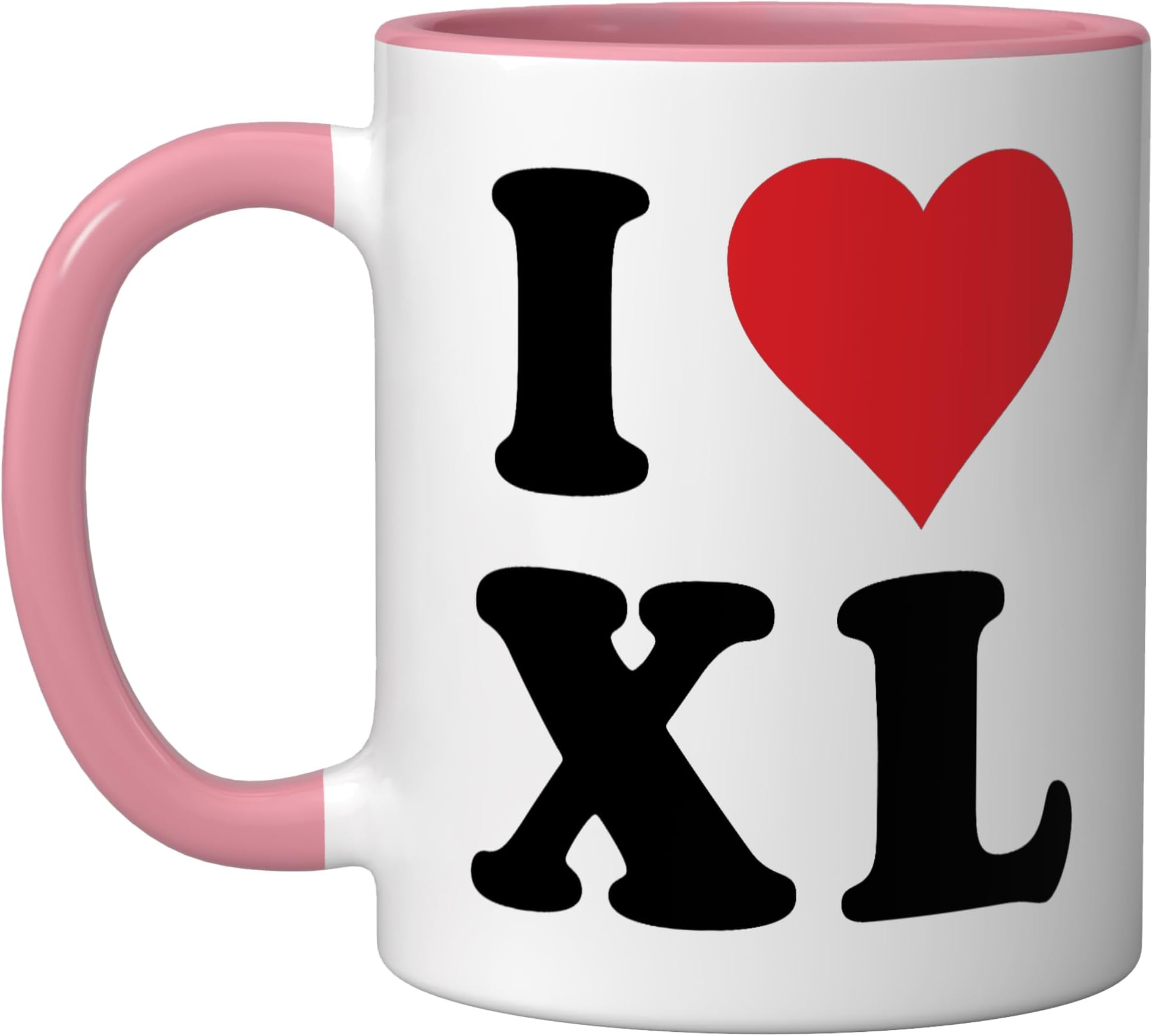 I Heart XL Initials I Love X.L. First And Last Name X L Ceramic Mug, Pink/White