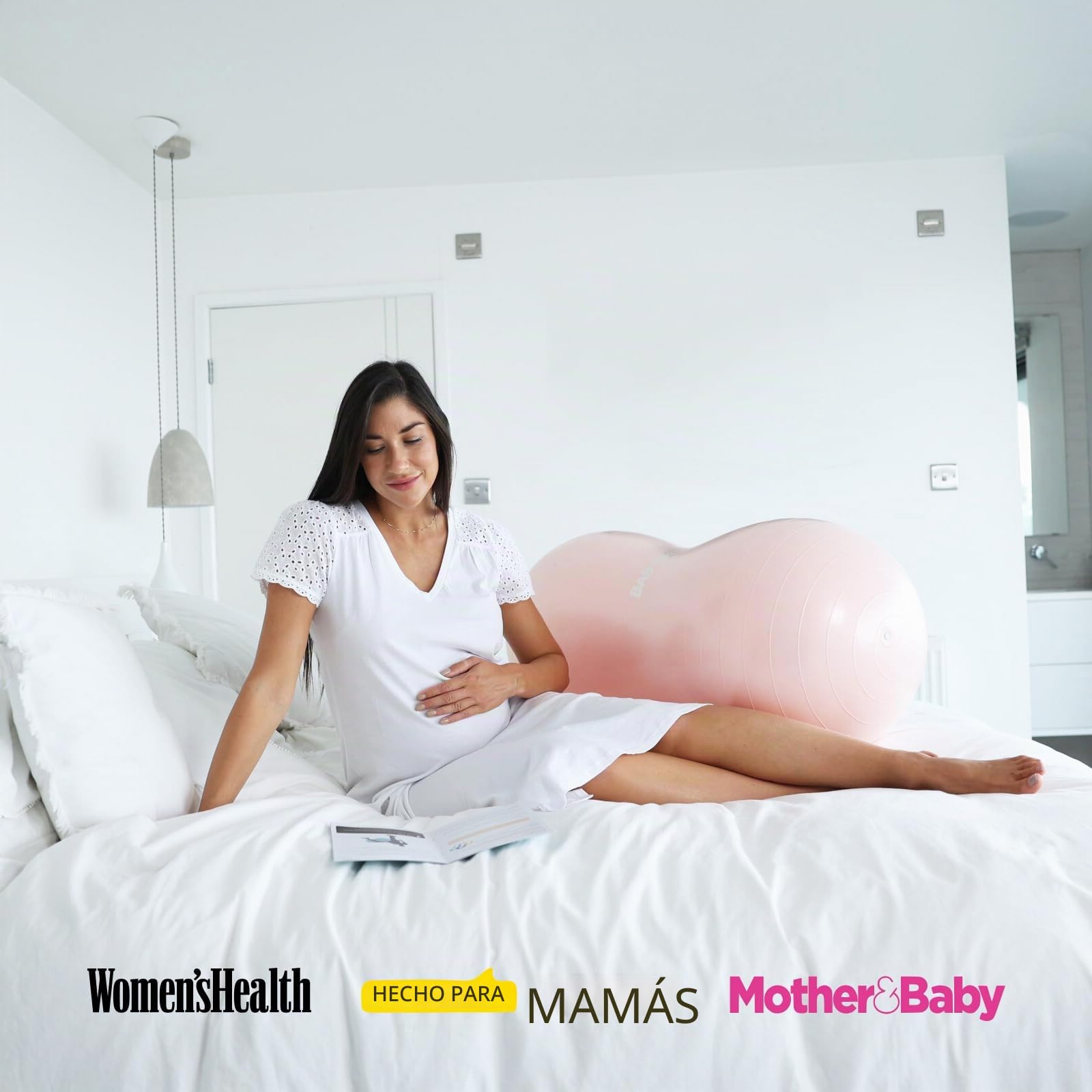 BABYGO® Pelota de maní para ejercicios de parto, nacimiento, embarazo, pelota de parto, libro de ejercicios de maternidad y bomba de pie incluidos, antiexplosión